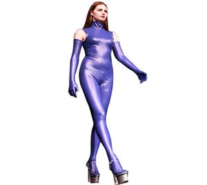 LinvMe Vrouwen Synthetische Latex Mouwloze Hoge Hals Zentai Cosplay Catsuit Rubber Bodysuit Jumpsuit Clubwear Body Suits Bodies2112847