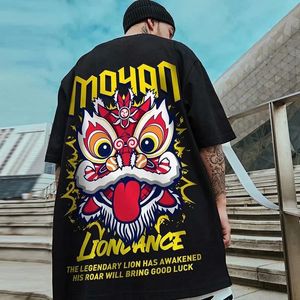 Lion Dance Funny Graphic Men T Shirts Impreso 2023 Summer Hip Hop Excelente camiseta Y2K Streetwear Harajuku Manga corta 240417