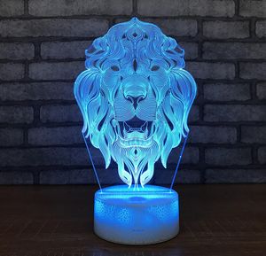 Lion Face 3d lampe créative petite lampe de table acrylique LED veilleuse tactile 7 changement de couleur bureau lampe de table fête décorative Light8620007