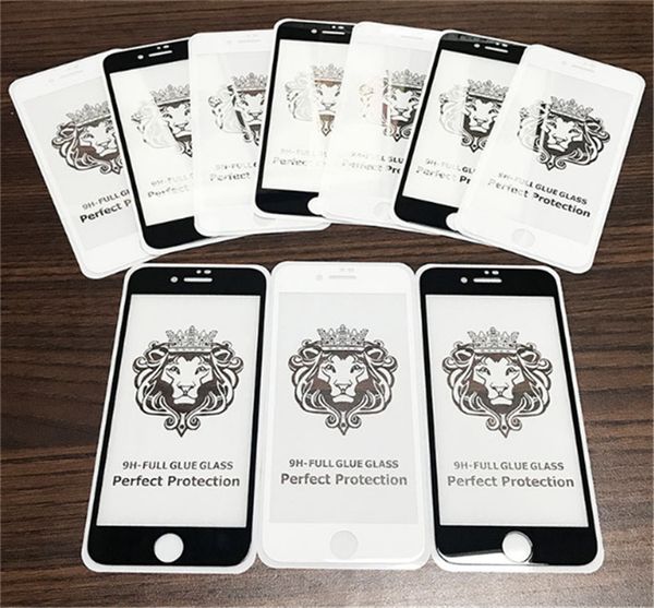 Tête de lion protecteurs d'écran de téléphone portable Film de verre trempé à couverture complète pour iPhone 13 mini 5.4 pro 6.1 max 6.7 XR X Xs Max