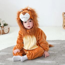 Lion Onesie bébé 0-3 ans barboteuses Cosplay Costumes mignon Kawaii Anime Kigurumi combinaison d'hiver pyjama en flanelle douce Halloween 240119