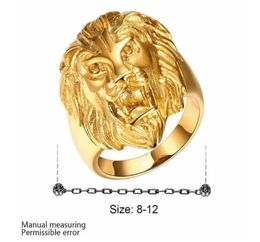Bague Lion animal nouveau classique 316L Unsex Vintage plaqué or Hip Hop bijoux taille de bague 610 US1171549
