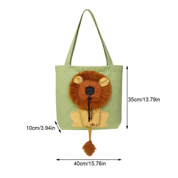 Le sac à bandoulière en forme de lion peut être exposé Sac en toile pour animaux de compagnie pour les chats et chiens sac fourre-tout petit sac de porte-animales à la mode respirante