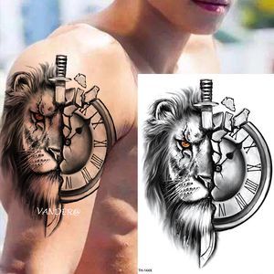 Lion tigre hommes étanche temporaire tatouage autocollant mode Cool loup Animal corps Art bras faux amovible Tatoo femmes personnalité