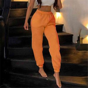 Liooil Orange Hoge Taille Joggingbroek Sexy Broek met Zakken 2021 Streetwear Casual Losse Joggers Vrouwelijke Baggy Sweat Pants Y211115