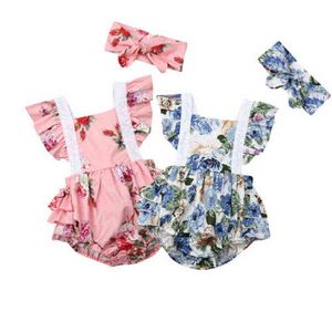 Lioraitiin 0-24M moda niño recién nacido bebé niña mameluco sin hombros mono Floral traje Playsuit 0-24M G1221