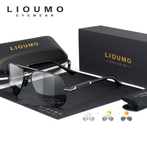 LIOUMO luxe hommes photochromiques lunettes de soleil polarisées femmes caméléon lunettes pilote conduite lunettes UV400 lunette de soleil homme