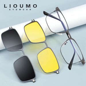 Lioumo Style 3 en 1 Clip magnét sur les lunettes de soleil Men Polaris Clips Lunes magnétiques Femmes UV400 Eyewear Gafas de Sol Hombre 240327