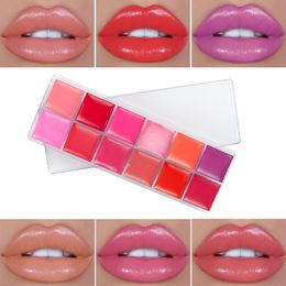 Lippenbalsem 12 Kleur Lipsticks Palet Waterdicht Langdurige Pigment Shimmer Lip Make-Up Palet Professionele Cosmetische Schoonheid 230712