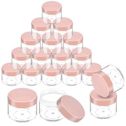 Baume à Lèvres 20Pcs 20ml Pots Ronds Acryliques Transparents avec Couvercles pour Baumes à Lèvres Crèmes DIY Maquillage Cosmétiques Échantillons Brillant à Lèvres Conteneurs Ensemble 230724