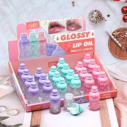 Lippenbalsem 24Pcs Glanzende Glossy Clear Lipolie Set Drinkfles Hydraterende Hydraterende Voedende Lipolie Meisjes Lippen Make Groothandel 230712