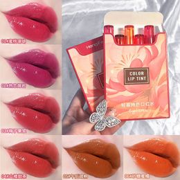 Lippenbalsem 6 stks/set Make Lip Tint Spiegel Lippenstift Blijvende Waterdichte Lipgloss Blusher Koreaanse Stijl Sexy Rode Moisturizer Lip Cosmetica 230724