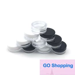 Lippenbalsemcontainers 3G/3ML doorzichtige ronde cosmetische potpotten met zwarte, helder witte schroefdop Eenvoudig