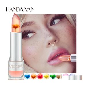 Bálsamo labial Handaiyan Temperatura Cambio de color Flor transparente Crystal Jelly Lápiz labial Hidratante Cuidado Maquillaje Gota Entrega Healt Dhps0