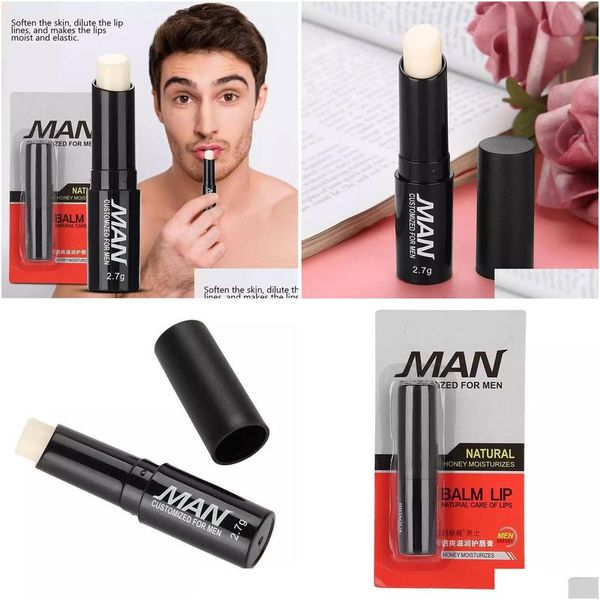 Bálsamo labial Bálsamo labial natural para hombres Miel Hidrata Chapstick Hidratación hidratante Aclara las líneas de los labios Cuidado de los labios antiseco Gota de maquillaje Dh3Kf