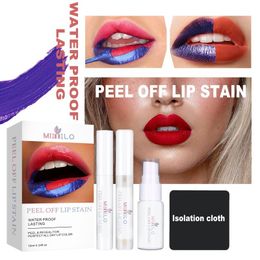 Bálsamo labial Peel Off Lip Stain Tint Color de pigmento alto Maquillaje a prueba de manchas Juego de lápiz labial líquido impermeable de larga duración Maquiagem Smooth 230712