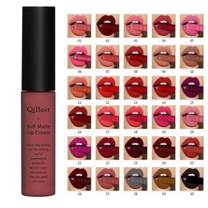 Bálsamo labial Marca Qi Labios Belleza Makup Pigmento Brillo de labios a prueba de agua Larga duración Terciopelo negro Mate Lápiz labial desnudo Brillo de labios rojo Lote 230712