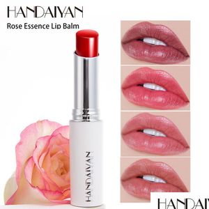 Baume à lèvres Rose Essence Baume à lèvres teinté Huile essentielle Hydratant Nutritif Réparation Rouge à lèvres longue durée Soins des lèvres naturels Maquillage Drop Dhdca