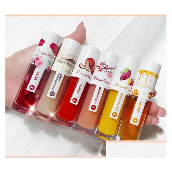 Baume à lèvres Teayason Lèvres Huile Hydratant Transparent Saveur Fruitée Et Miel Hydratant Anti-séchage Maquillage Longue Durée Lipgloss Drop Deli Dheuh