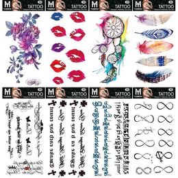 Lip dream catcher veer Engelse letter Sanskriet terug acht karakter wateroverdracht waterdichte Tattoo Sticker D kleur sticker