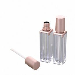 Lip Glaze Tube 5ml Maquillage Cosmétique Recharge Bouteille Carré Clair Ctainer De Luxe Rond Or Rose Couvercle En Plastique Vide Lipgloss Tube y809 #