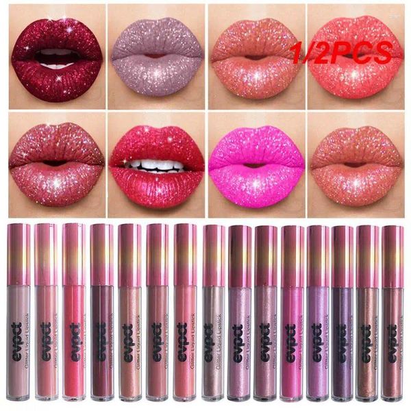 Brillant à lèvres 1/2 pièces, maquillage à paillettes, 15 couleurs changeantes, imperméable, durable, scintillant, Illusion brillante, liquide naturel