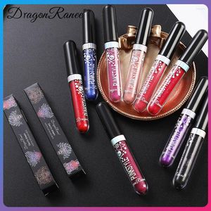 Brillo de labios 10 colores Metal brillante Turizing Negro Azul Brillo Lápiz labial Cosméticos Líquido Festival de Halloween Brillo de labios