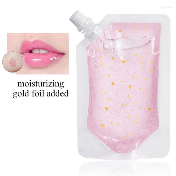 Brillo de labios 100ml Cambio de color de temperatura con lámina de oro Gel de base hidratante DIY Brillo de labios Maquillaje de labios