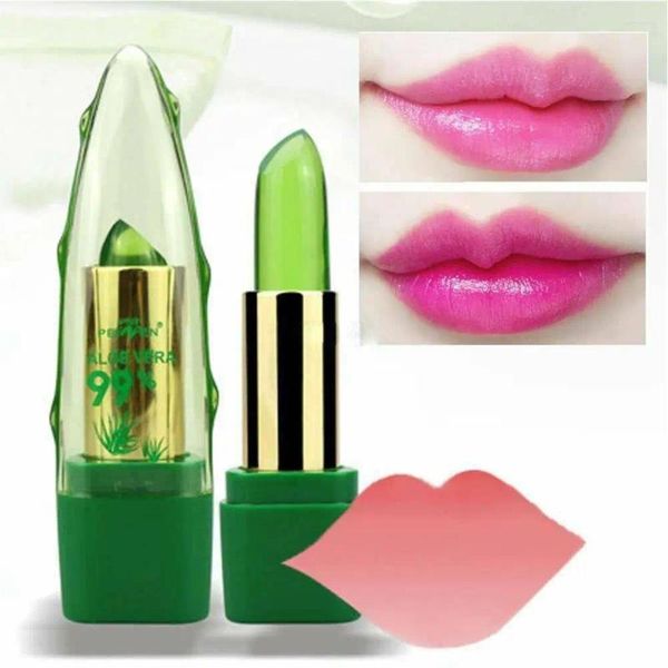 Lip Gloss 1pc 99% Aloe Himista Natural Temperatura del lápiz labial cambiado Color Lipbalm Magic Pink Protector