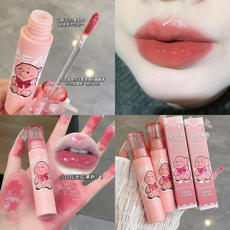 Lipgloss 1pc niedlicher Bär Wasserglas Dodo Spiegel Milchtee Lippenstift