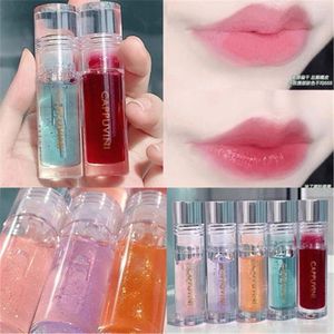 Brillant à lèvres 1PC miroir glaçure goût de fruits Transparent gelée teinte liquide rouge à lèvres paillettes longue durée hydratant