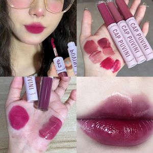 Brillo de labios 2 en 1 espejo mate lápiz labial conjunto uva púrpura Sexy mujeres tinte barro impermeable de larga duración labios carnosos Kit de cosméticos