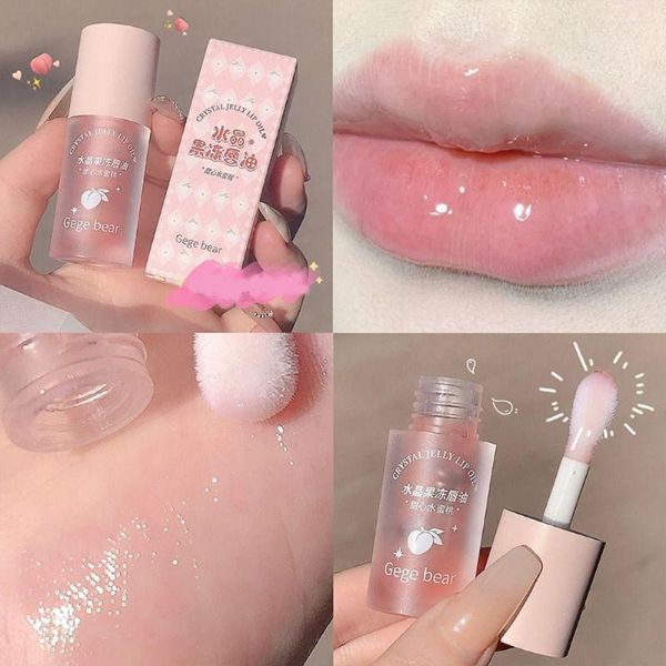 Brillo de labios 2 piezas Cosméticos Tinted Clear Serum Hidratante Crystal Jelly Oil Maquillaje Barras de labios Fruta