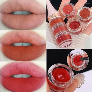 Lipgloss 3-kleuren matte lippenstift met borstel waterdicht fluweel sexy naakt rode modder non-stick cup gemakkelijk te kleuren lippen make-up cosmetica