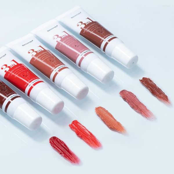 Brillant à lèvres 3-en-1 boue multi-usages ombre à paupières Blush velours mat paillettes rouge à lèvres maquillage professionnel cosmétique