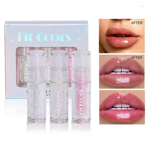 Gloss à lèvres 3 pcs Huile repulpante de longue durée et de rouges à lèvres liquides à eau et à eau de liquide Set Hydrating Glow Transparent pour les femmes