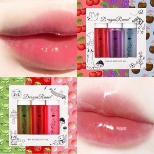 Lip Gloss 3PCS Fruit Set Hydratant Oil Glaze Waterproof Nourrissant Cheery Raisin Teint Maquillage