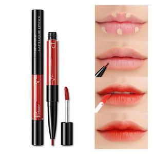 Brillant à lèvres 4.5g Double tête stylo effet brumeux teinte naturelle maquillage étanche mat liquide rouge à lèvres accessoires
