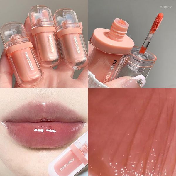 Brillo de labios 4 colores Espejo Cristal Transparente Aclarar Hidratante Impermeable Aceite Maquillaje Cosmético