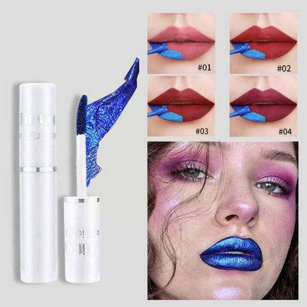 Brillant à lèvres 4 couleurs rouge à lèvres imperméable à l'eau déchirure glaçure mat liquide tasse Base cosmétiques maquillage naturel antiadhésif hors E9U5