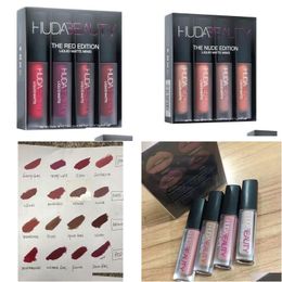 Lip Gloss 4 pièces/ensemble mat liquide Rouge à lèvres brillant à lèvres antiadhésif tasse Rouge A Levre Lipgloss Maquillaje ensemble livraison directe santé beauté Mak Dhrs6