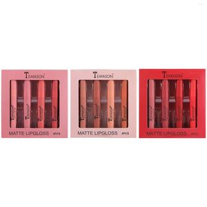 Lip Gloss 4pcs/Set Matte Women Lichtgewicht schoonheidsgeschenken niet vervagen make -upkits