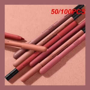 Brillant à lèvres 50/100 pièces 8 couleurs crayons à lèvres mat Lipliner imperméable lisse coloré soie rouge à lèvres stylo longue durée Pigments maquillage 231128