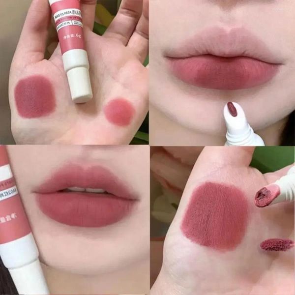 Brillo de labios 6 colores mate hidratante de larga duración sin desvanecimiento maquillaje coreano niebla blanca natural barro facial impermeable