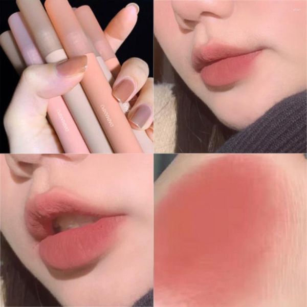 Brillo de labios 6 colores Esmalte desnudo mate Textura de terciopelo resistente al agua Copa antiadherente de larga duración Cosméticos de maquillaje de color