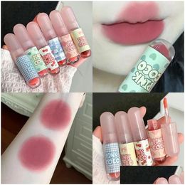 Lipgloss 6 Kleuren Modder Matte Glazuur Hydraterende Lippenstift Veet Non-stick Cup Vloeibare Lipsticks Make-up Koreaanse Cosmetica Drop Delivery Hea Otts8
