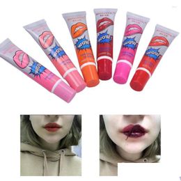 Brillo de labios 6 colores Peel Off Lápiz labial líquido Máscara impermeable de larga duración Hidratante Maquillaje Lágrima Pl Lint Cosméticos Entrega de gotas Healt Otzok