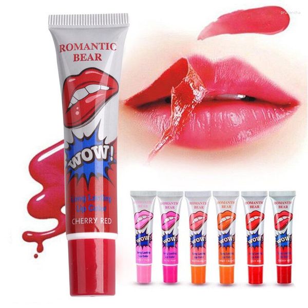 Brillo de labios 6 colores Peel Off Mate Lápiz labial líquido Impermeable Mascarilla de larga duración Hidratante Tear Pull Lint Mujer Cosmético