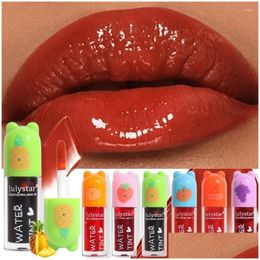 Lipgloss 6 kleuren Water Gemakkelijk te kleuren Waterdicht Langdurig Hydraterende Fruittint Niet-plakkerige vloeibare lippenstift Cosmetica Drop Deli Dhuhg