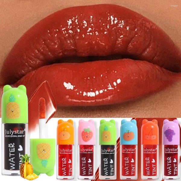 Brillo de labios 6 colores agua fácil de colorear impermeable de larga duración hidratante tinte de fruta no pegajoso lápiz labial líquido cosméticos